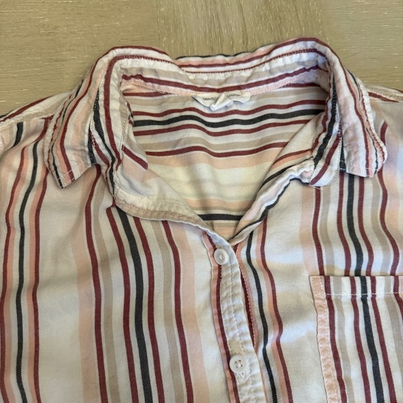 beachlunchlounge Pink and Brown Relaxed Button Down Shirt Beach Coverup - Picture 3 of 6